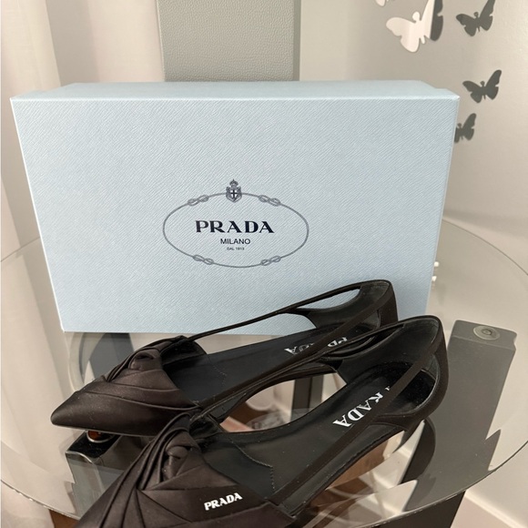 Prada Women's Black Satin Bow Heels - Picture 1 of 6